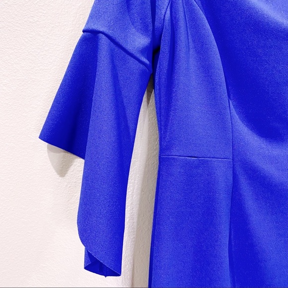🎉Antonio Melani Size 6 Royal Blue Dress off the shoulder with Belled Sleeves - Picture 9 of 14
